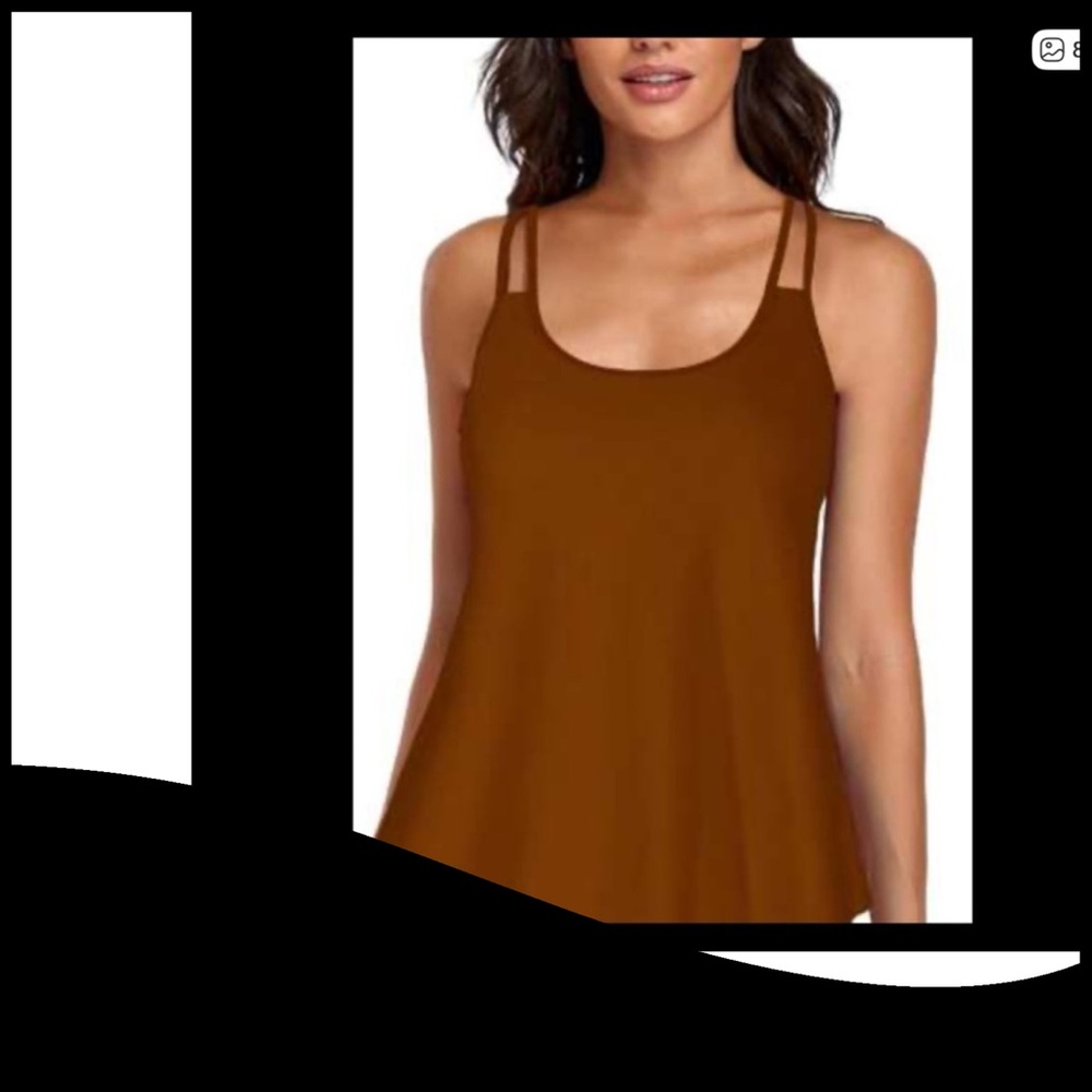 Women's Double-Strap Swing Tank Top - Brown.46